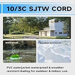 50 Ft Lighted Outdoor Extension Cord - 10/3 SJTW Heavy Duty Black Extension Cable with 3 Prong Grounded Plug for Safety, UL Listed