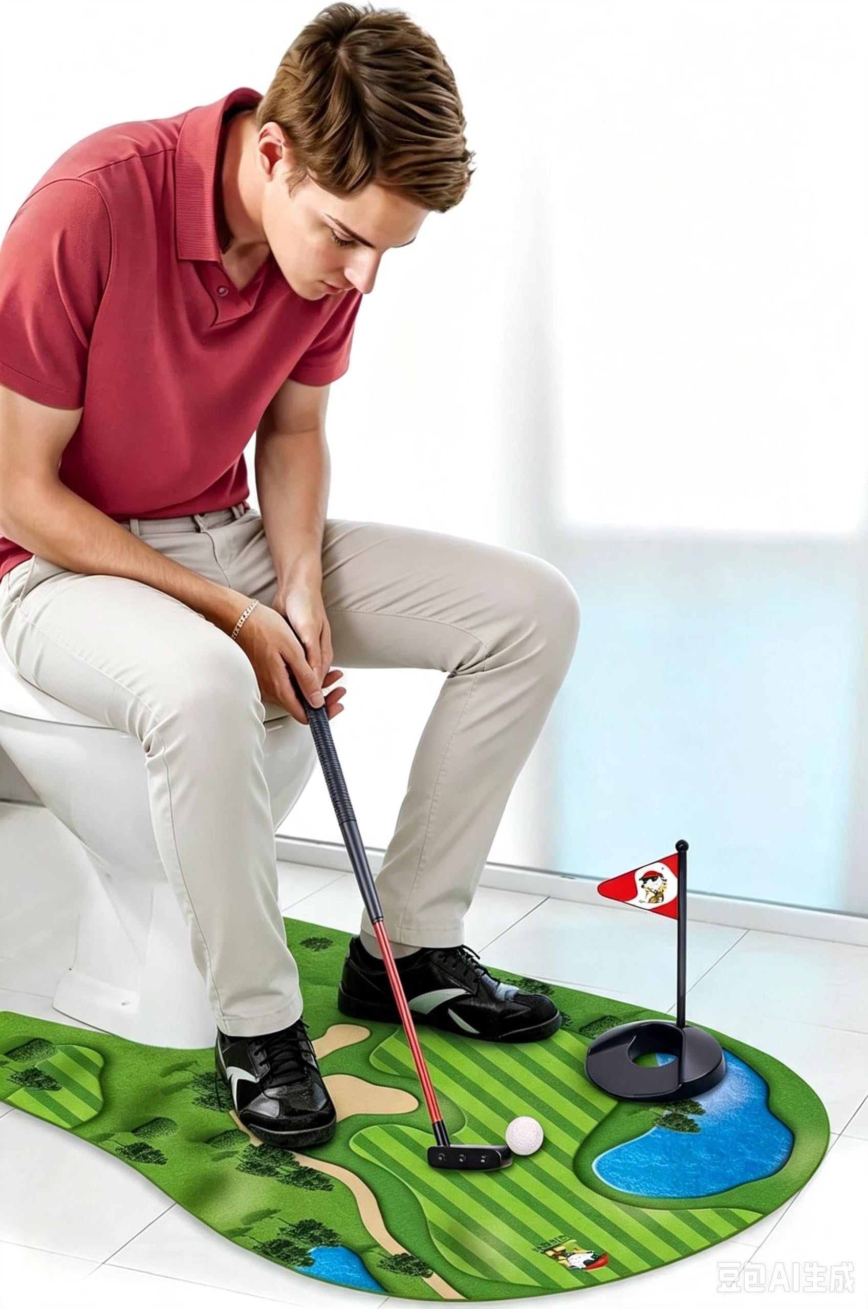 GOODLYSPORTS Toilet Golf Gag Gifts for Men, White Elephant Gifts for Adults | Funny Gifts for Brother, Dad - Mini Golf Game, Cool Unique Christmas/Birthday Gift for Husband, Golfers, Friends, Coworkers