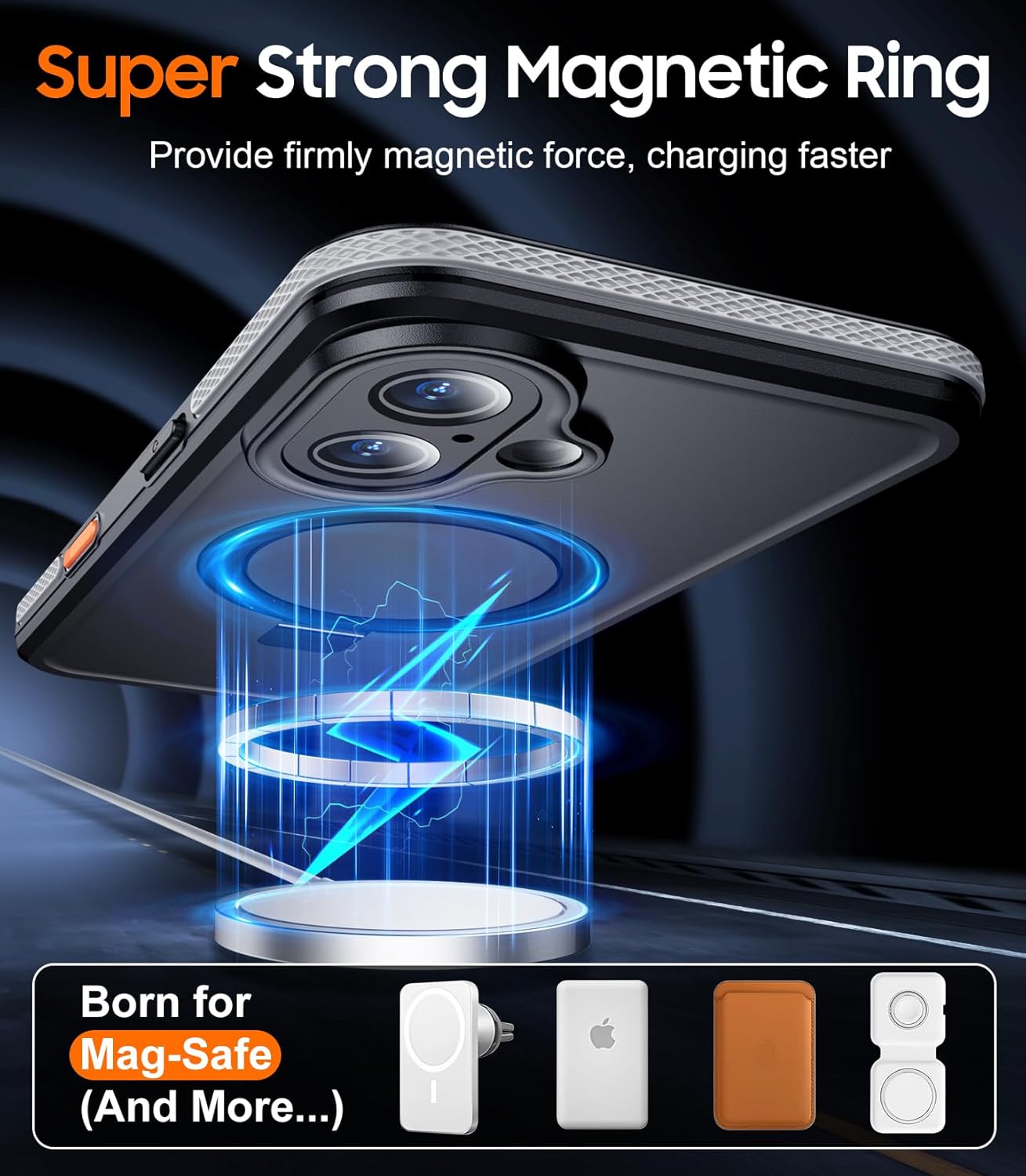 Temdan Magnetic for iPhone 16 Plus Case Waterproof, [Built-in Ring Invisible Stand & Screen Protector][IP68 Underwater][Dropproof][Dustproof][Real 360] Shockproof Protective Phone Case 6.7'' -Grey