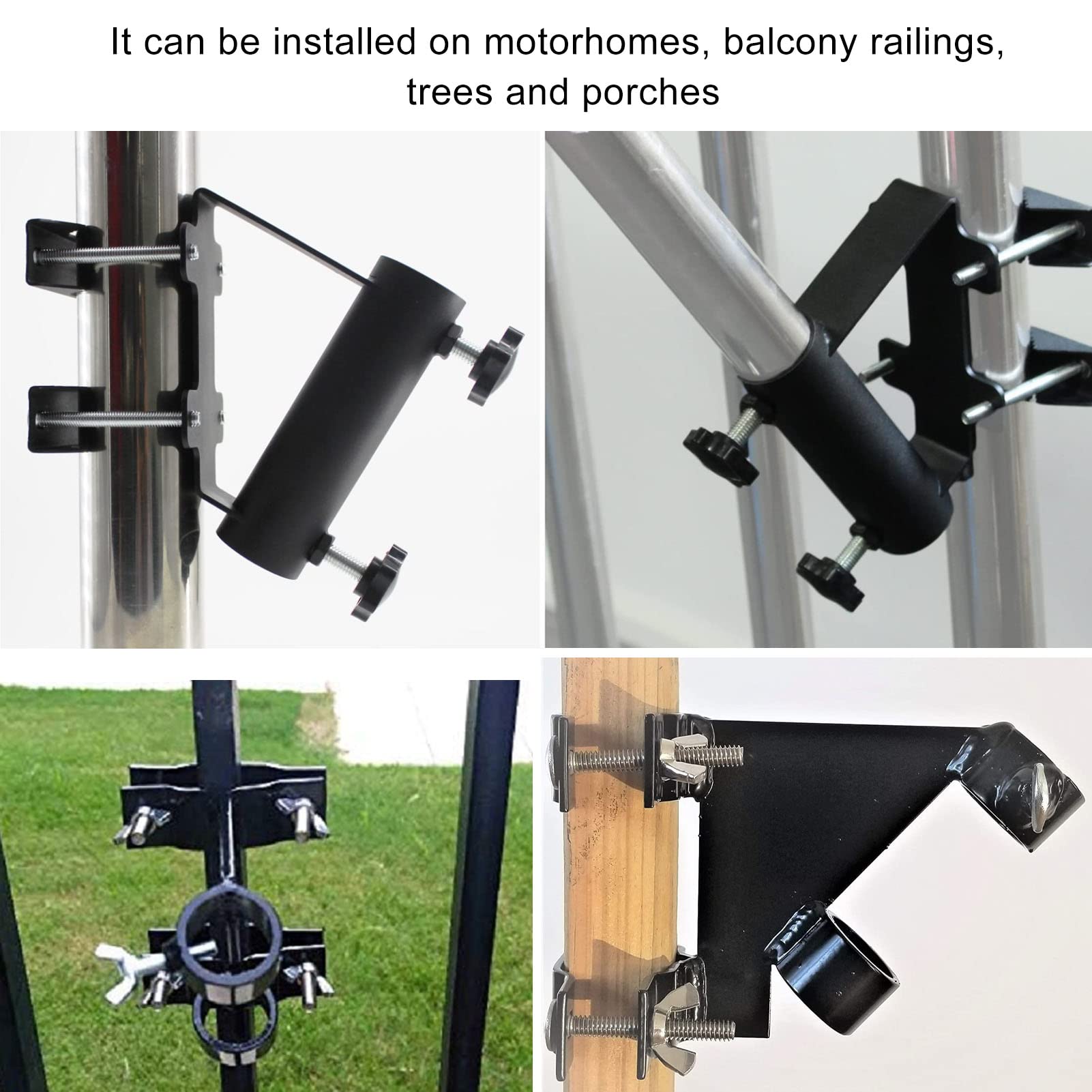 Staffa Portabandiera Per Recinzione E Balcone In Acciaio Inox 304 | Kit Da 13 Pezzi Per Asta | Supporto Regolabile