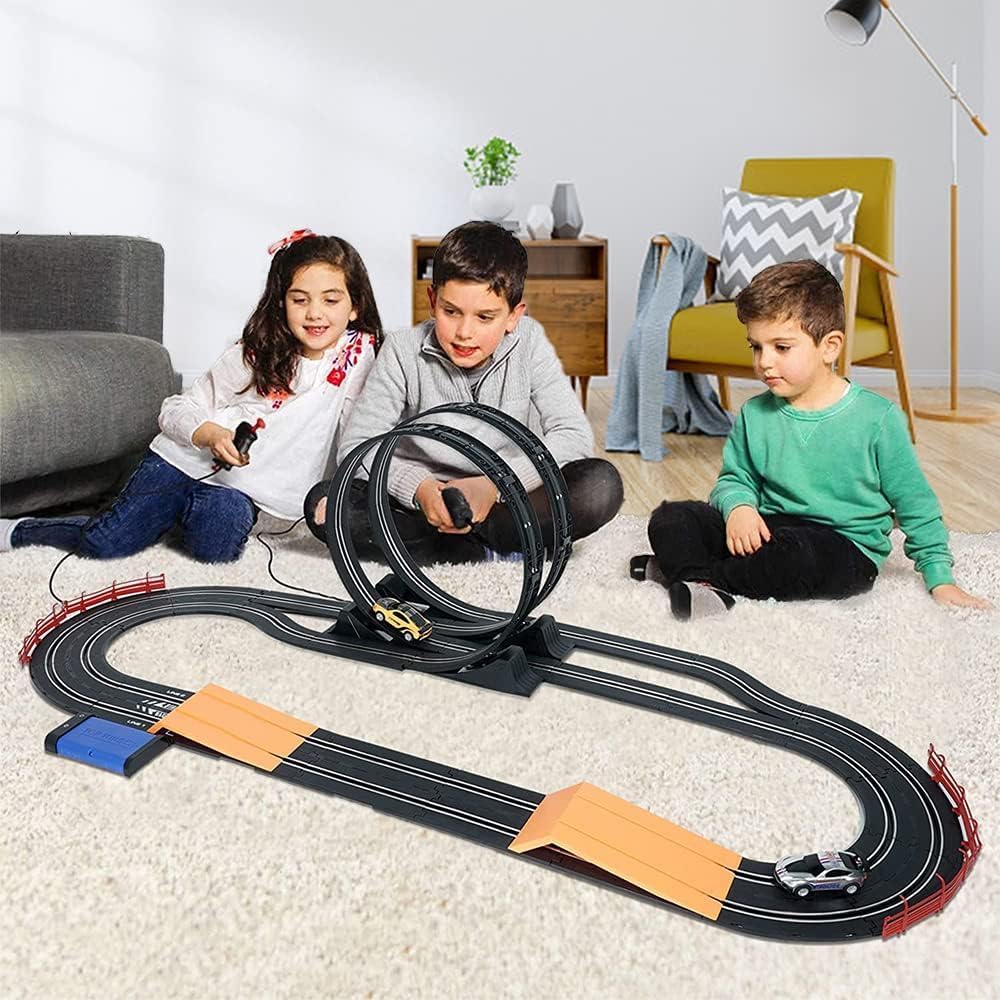 Gaadoo Electric High-Speed Slot Car Race Car Track Sets with 2 1:43 Scale Slot Cars and 2 Hand Controllers with Headlights and Dual Racing, Toys Gifts for 6 7 8 9 10 11 12 Boys Girls to Play 1