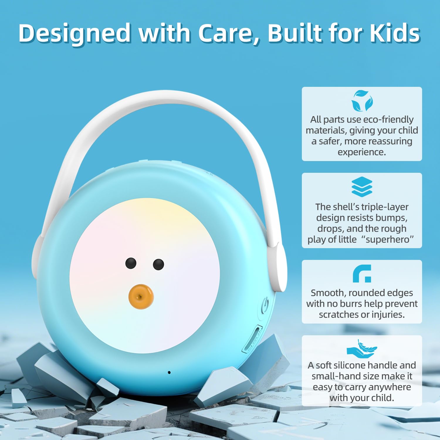 MING XIAO Karaoke Machine for Kids with 2 Wireless Microphones, Night Light & Original/Accompaniment Switch - Image 4