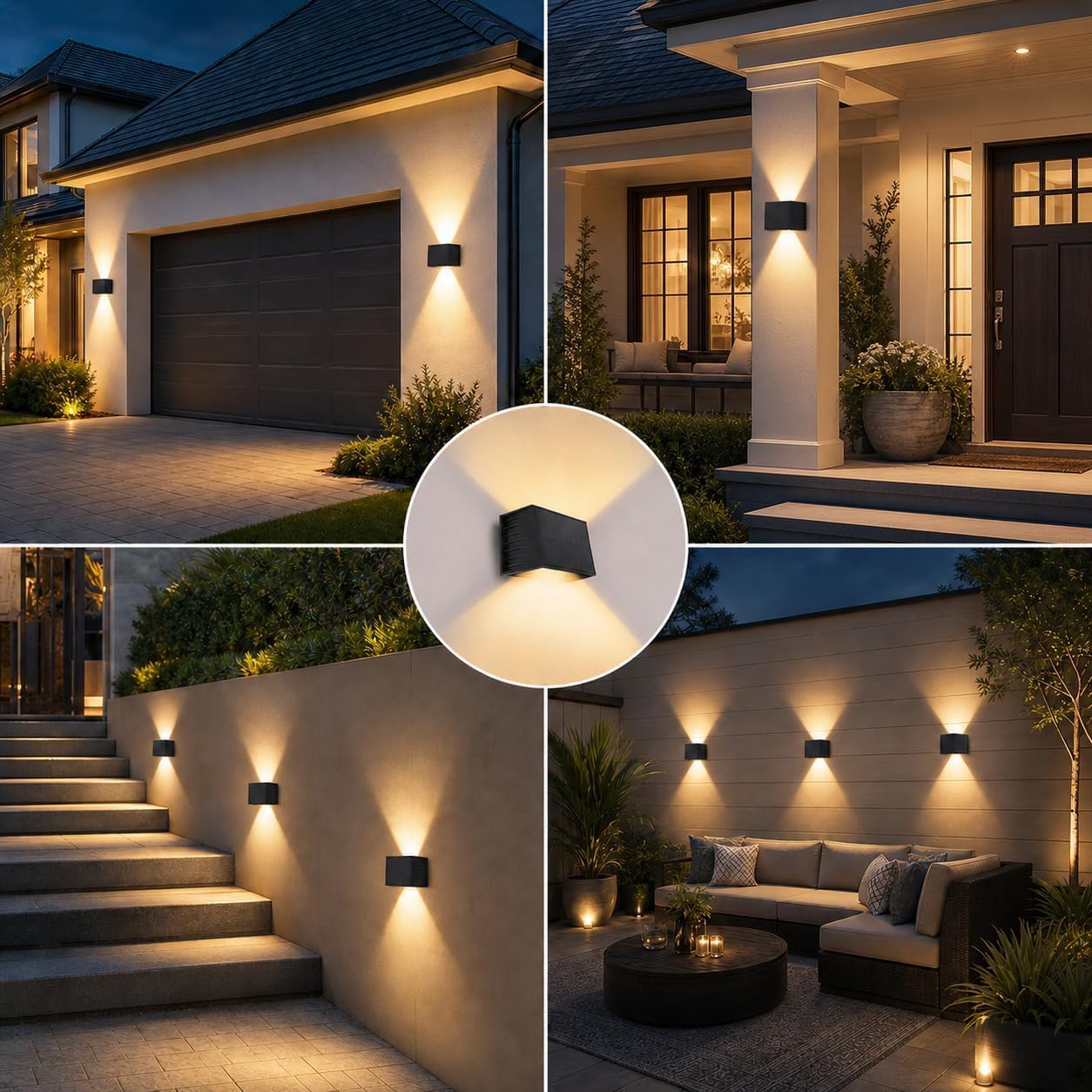 Lámparas solares para exteriores, 3000 K, lámpara de pared solar para exteriores, IP65, resistente al agua, lámparas solares de 0° - 120°, ángulo de haz ajustable para jardín, balcón, terraza