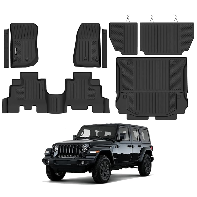 Kit de tapetes automotivos em TPE para Jeep Wrangler JK 4 portas 2007 a 2013, preto