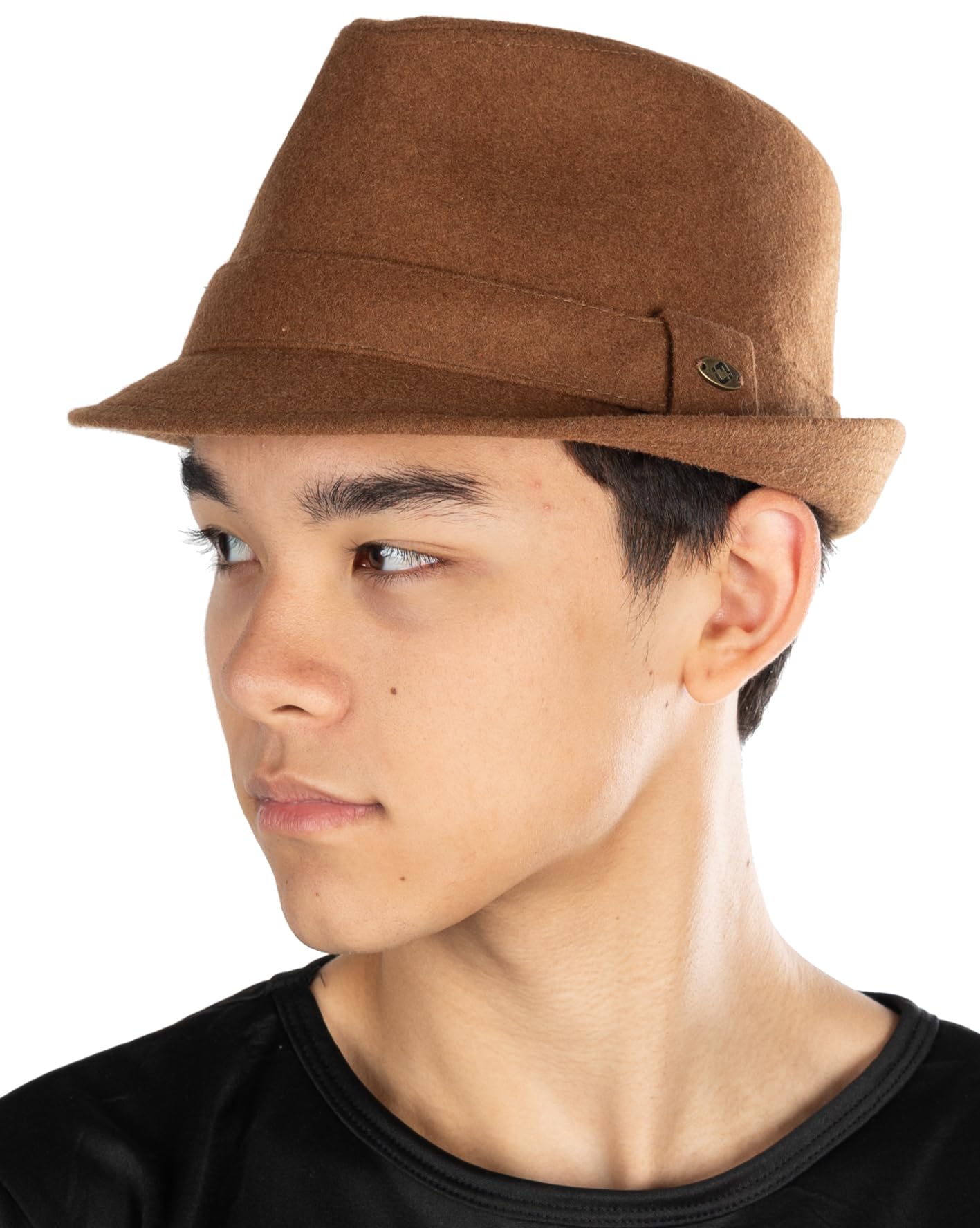 Funky JunqueMens Fedora Hats for Men Fashion Trilby Short Brim Wool Vintage Church Dress Hats Classic Winter Teardrop