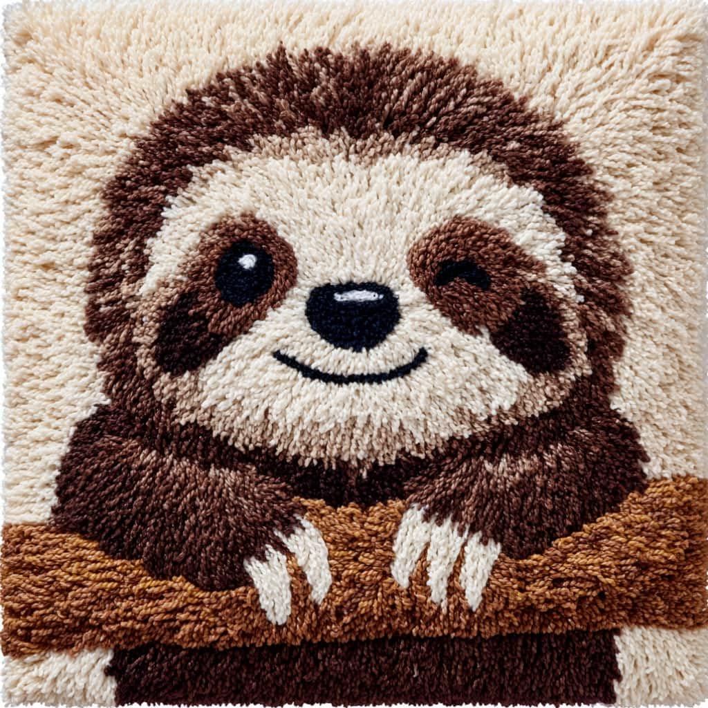 kitphoenix Latch Hook Kit Pillow Case Sloths 43Cmx43Cm