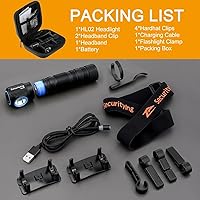 Vista 9 de SecurityIng Linterna frontal LED recargable, 1130 lúmenes súper brillante con 9 modos, impermeable, portátil, duradera, carga magnética, linterna