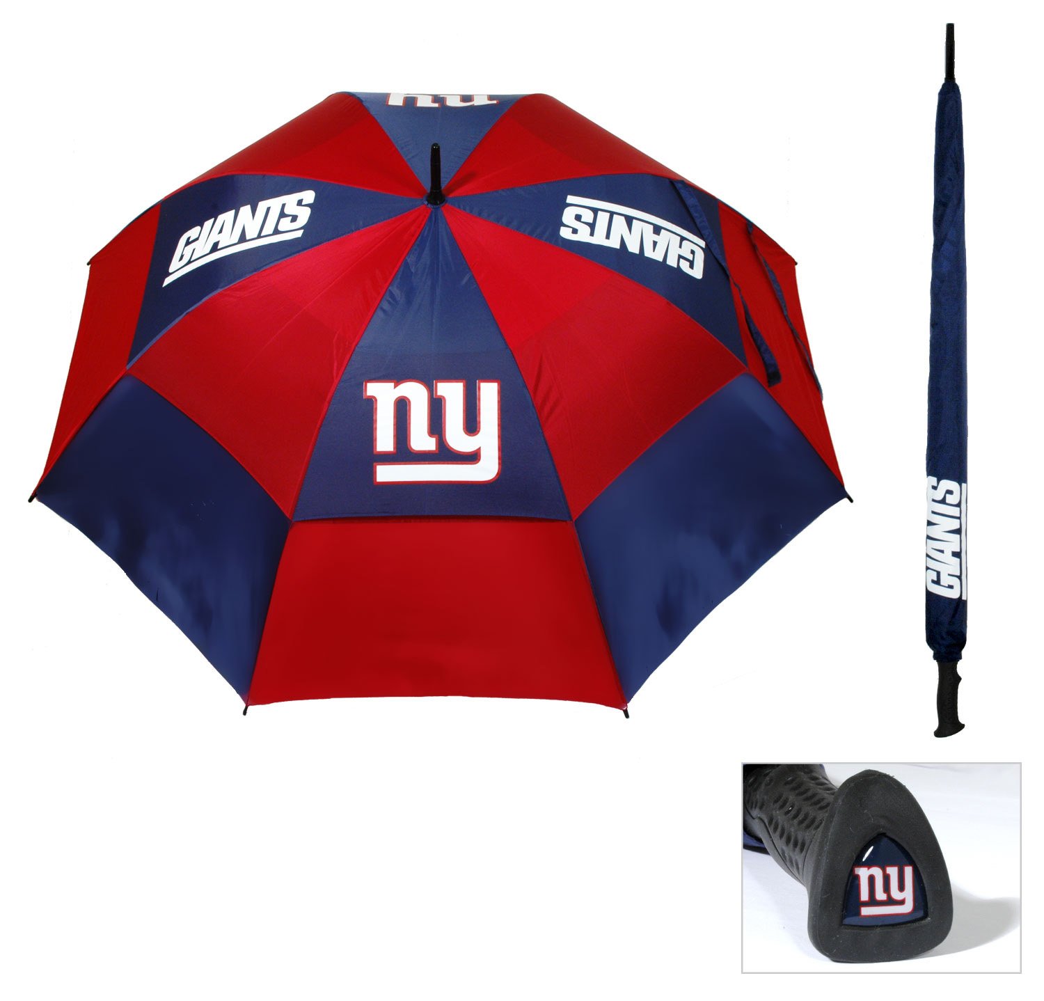 Team Golf NFL Parasol golfowy 157,5 cm z osłoną ochronną, podwójna konstrukcja chroniąca przed wiatrem, przycisk automatycznego otwierania