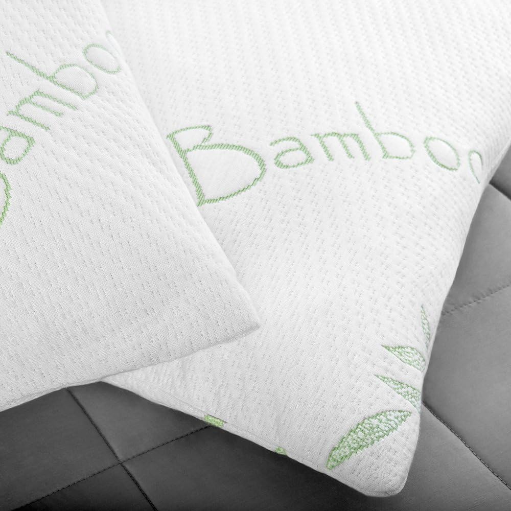 Bare Home Luxury Shredded Memory Foam Pillow – Removable, Breathable & Cool, Premium Bamboo Cover – Fully Adjustable Support - (Standard, 1-Pack)