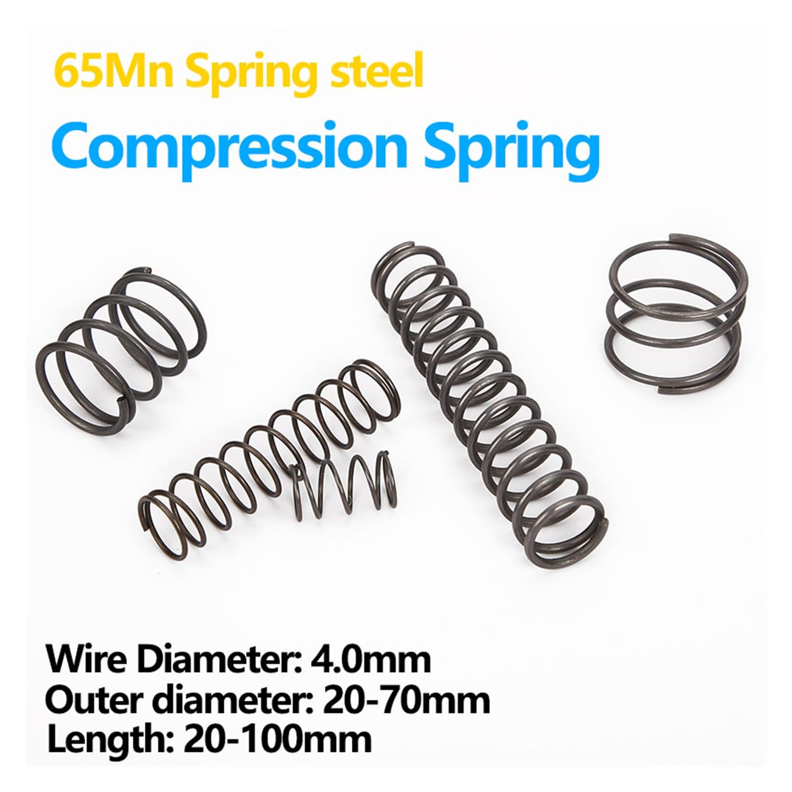 5 sztuk amortyzacja powrót ciśnienia kompresja cylindryczna spiralna cewka Backspring ściśnięta sprężyna 65Mn średnica drutu stalowego 4.0mm(60mm (5PCS),30mm)