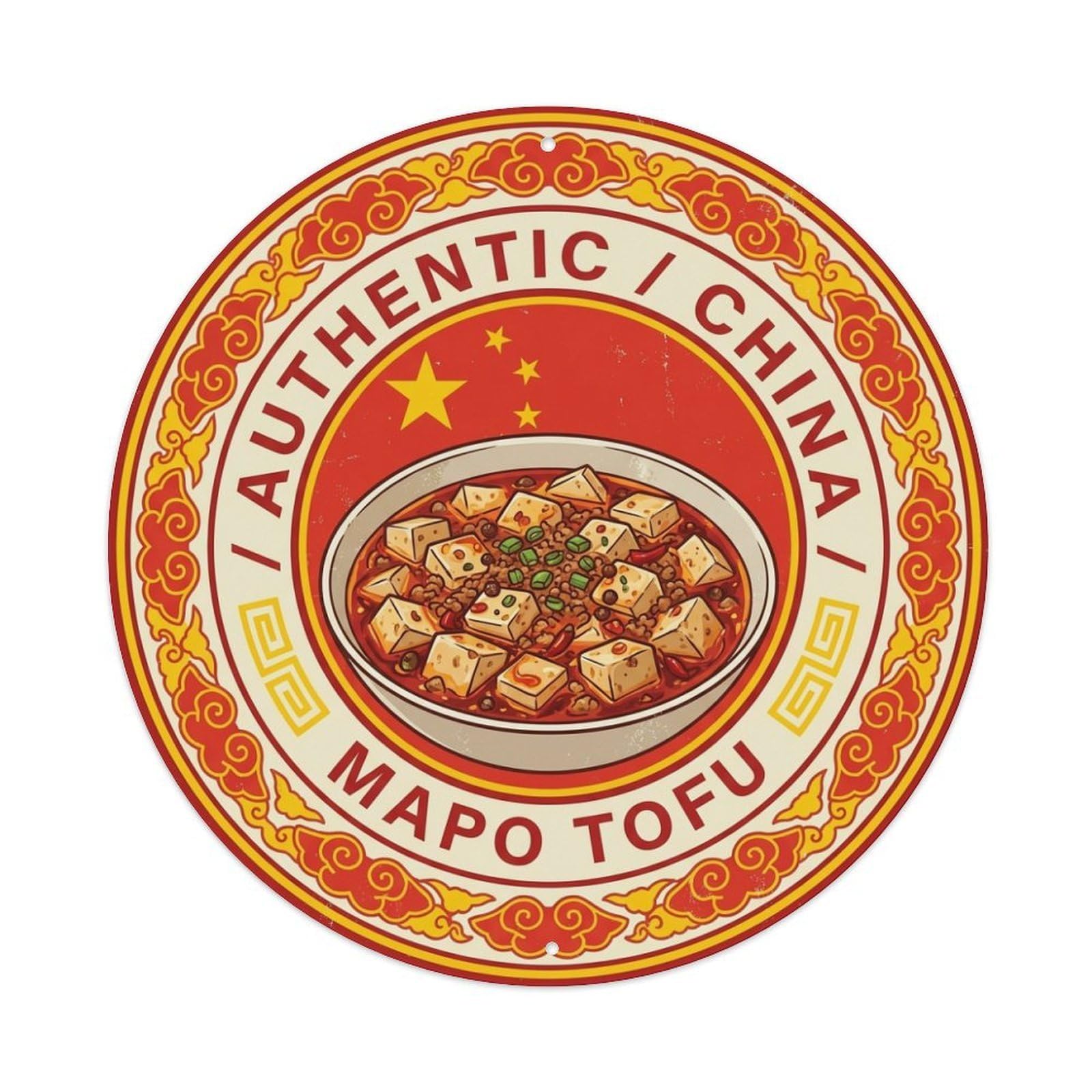 Olhnbad Style China Travel Mapo Tofu Spicy Dish Cuisine Metal Tin Sign