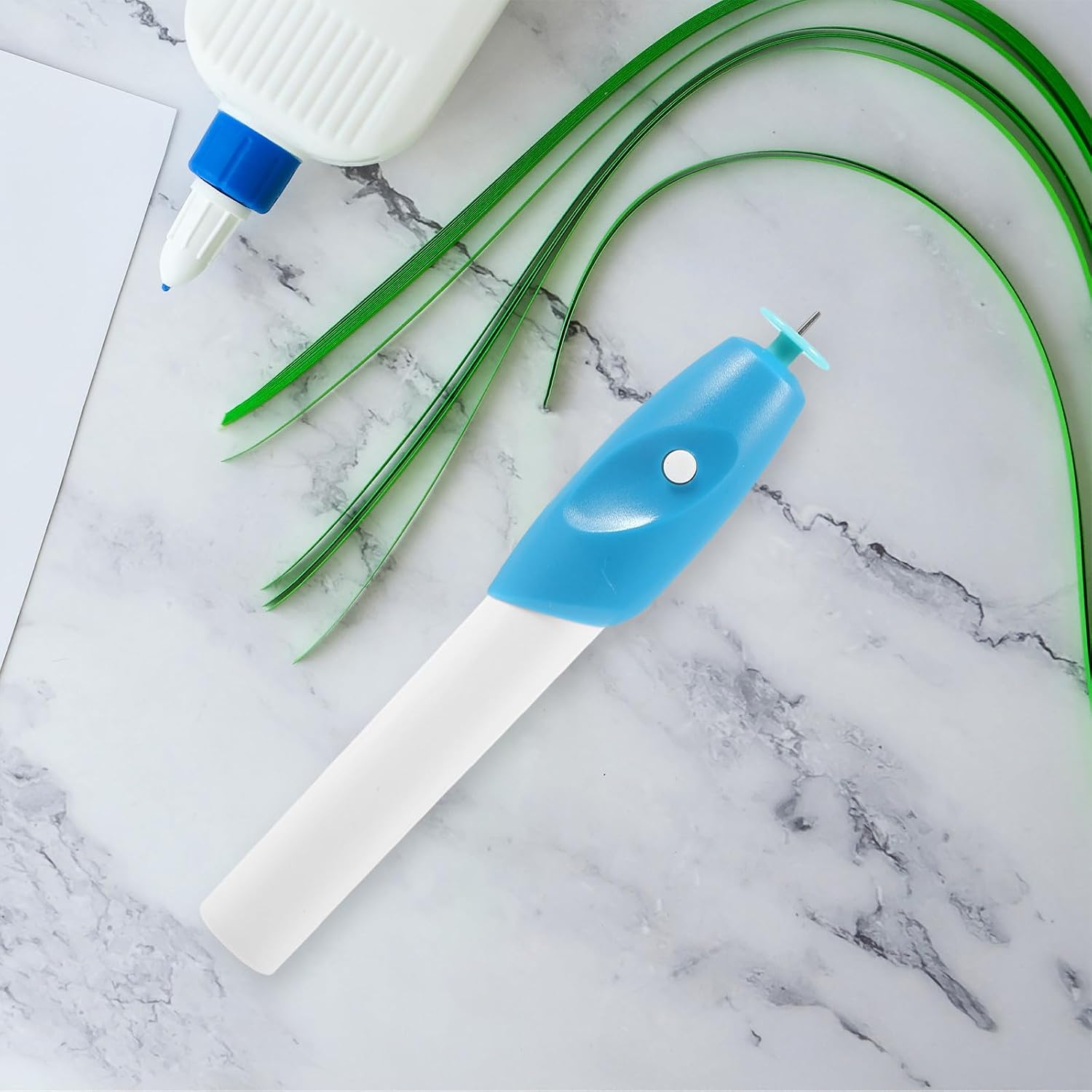 Angoily Automatic Paper Quilling Pen Tool with Adjustable Rolling Length, Time-Saving Plastic Paper Flower Rolling Tool for DIY Craft Projects