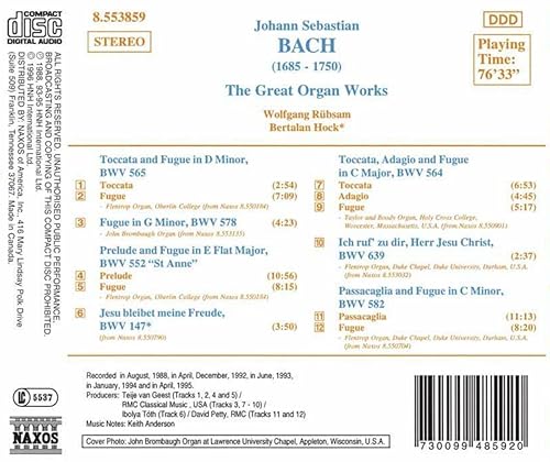 Miniatura 2 de J S Bach The Great Organ Works