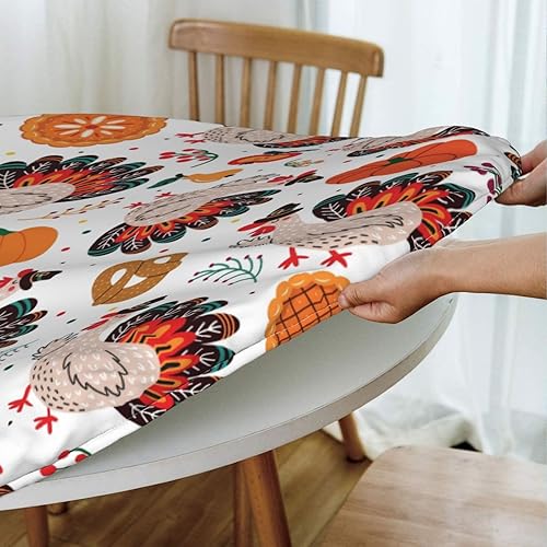 Vista 19 de Delerain Mantel redondo ajustable de hortensia azul, mantel redondo impermeable con borde elástico, lavable, para interiores y exteriores, se adapta