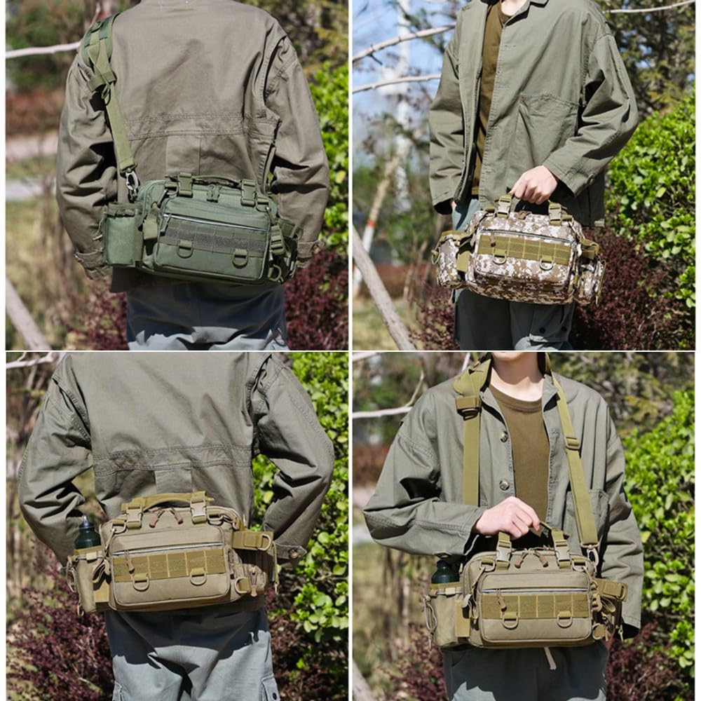 ACEXIER Bolsa de Hombro táctica multifunción señuelo Pesca Aparejos Paquete Bolsa al Aire Libre Gran Capacidad Bolsa de Almacenamiento Caza Camping Bolso, Black