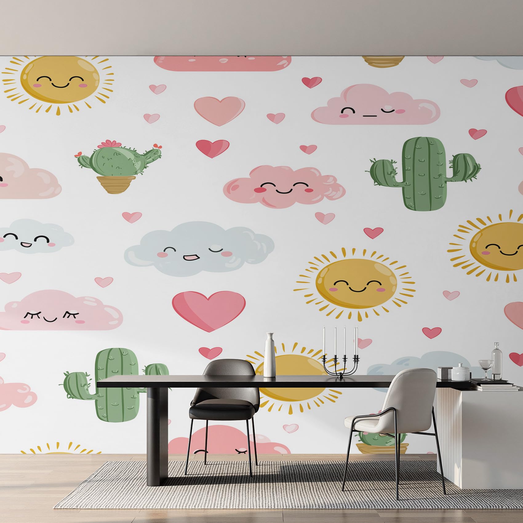Papier peint panoramique cactus xxl tapisserie murale intissée salon 375x250