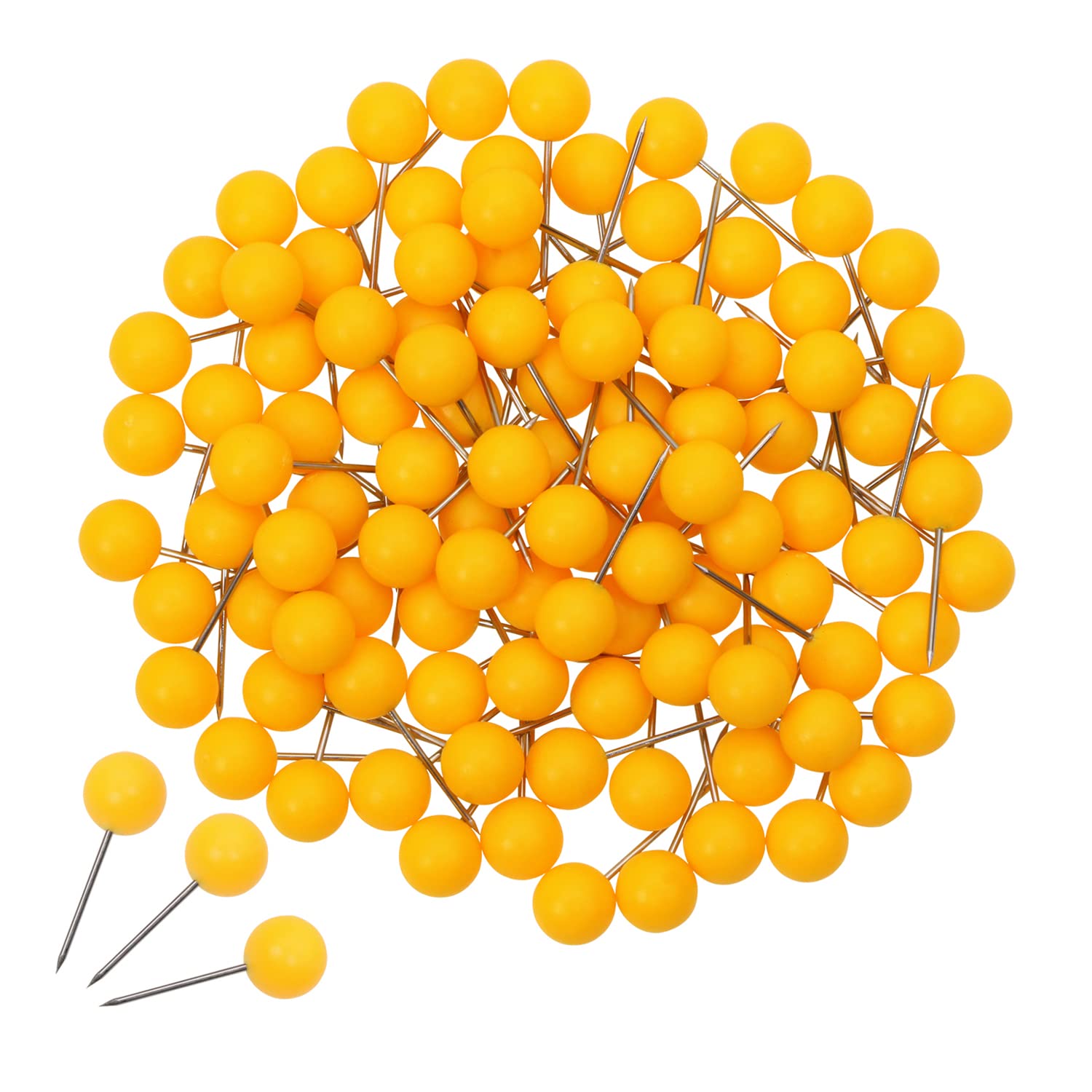 100 Kleine Runde Reißzwecken – Orange, Für Pinnwand, Kork & Basteln