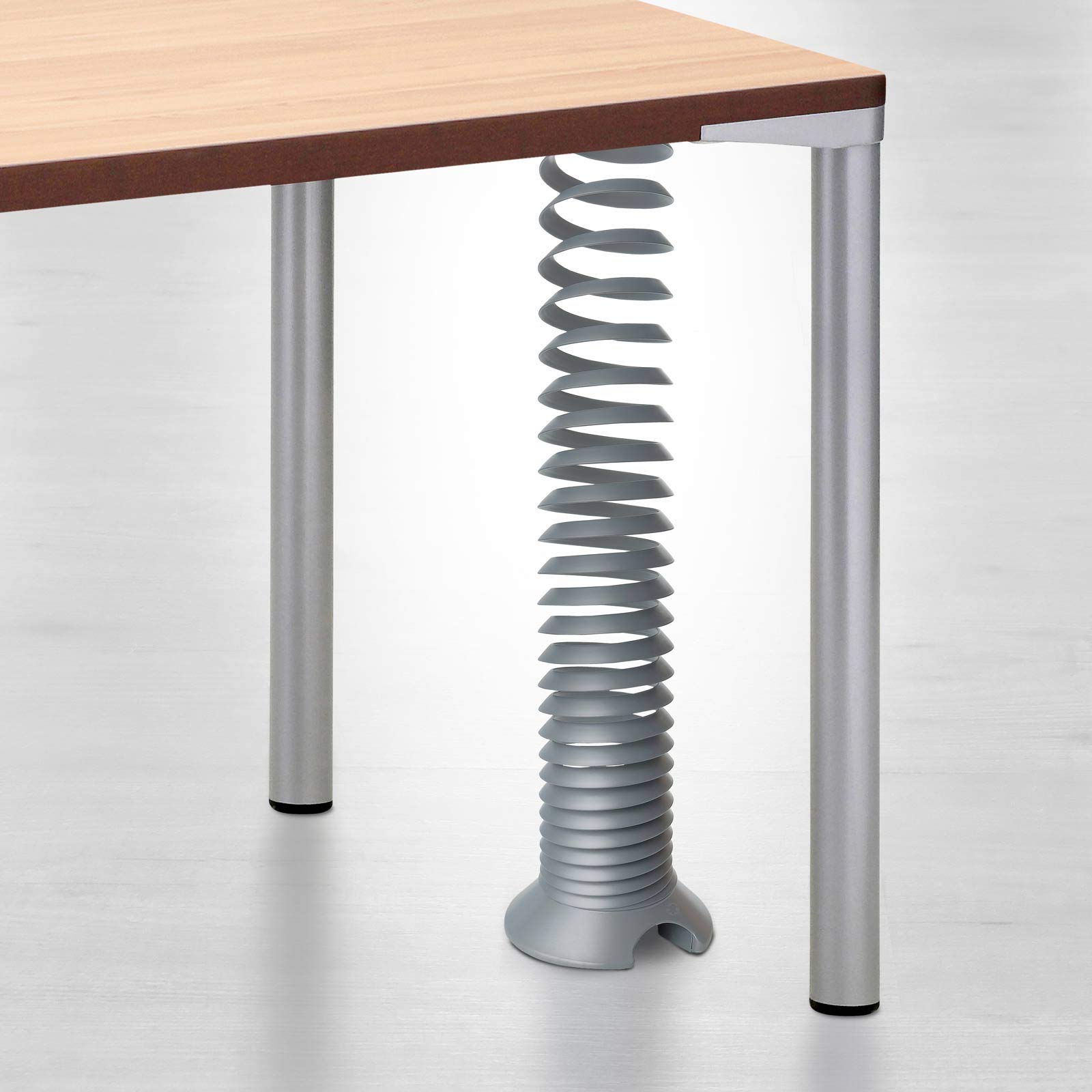 Ergobasis chemin de câbles vertical en forme de spirale, variable en hauteur env. jusqu’à 160 cm, couleur argenté