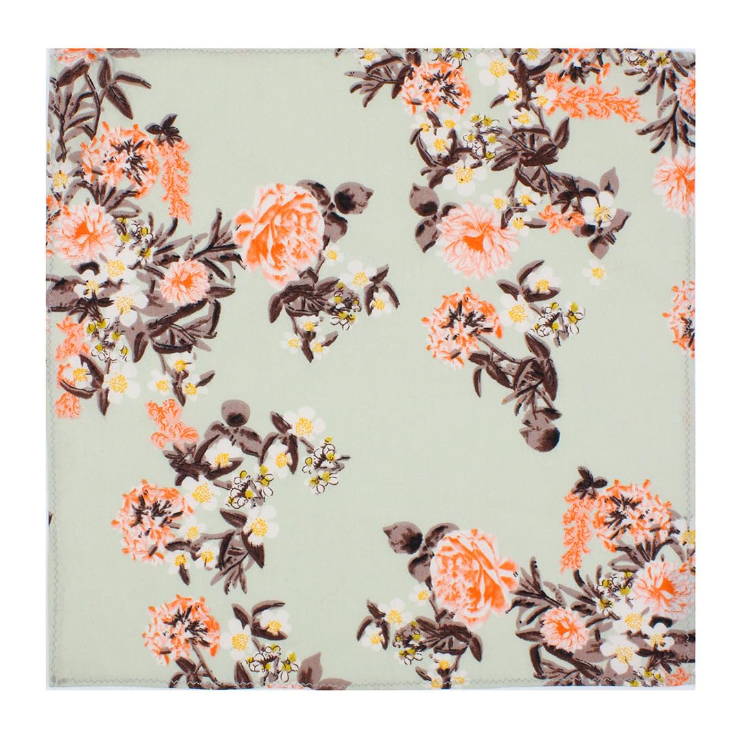 PELUCHE Covert Enlarged Floral Olive Open Bow Tie & Pocket Square Set for Men - Image 5 thumbnail