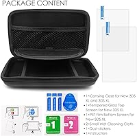 Vista 2 de AFUNTA - Funda protectora compatible con 3DS XL y protectores de pantalla, 2 piezas de vidrio templado para pantalla superior y película de PET