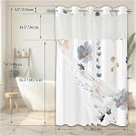 No Hook 3 in 1 Shower Curtain with Snap in Liner, Watercolor Blue Beige Flower Shower Curtain Set for Bathroom, Machine Washable Waterproof Polyester Fabric Curtain, 71Wx74H