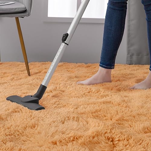 Miniatura 7 de DweIke - Alfombras de área peludas supersuaves y mullidas de 6 x 9 pies, color naranja claro, para sala de estar, dormitorio, habitación de niñas y
