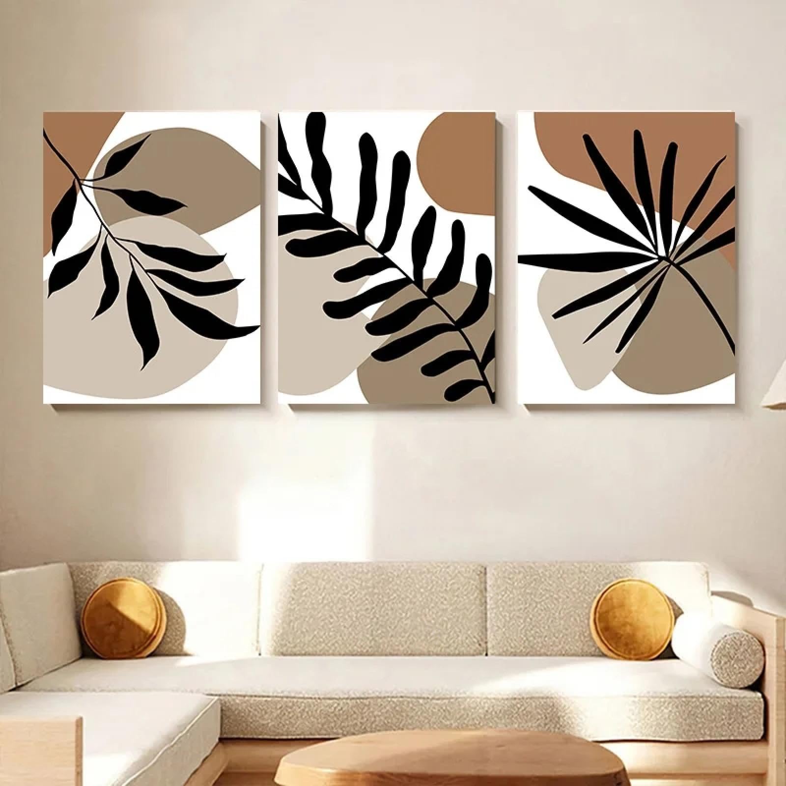 Peinture pour salon moderne et décoration murale triptyque abstrait 40x60cm x3 - 8