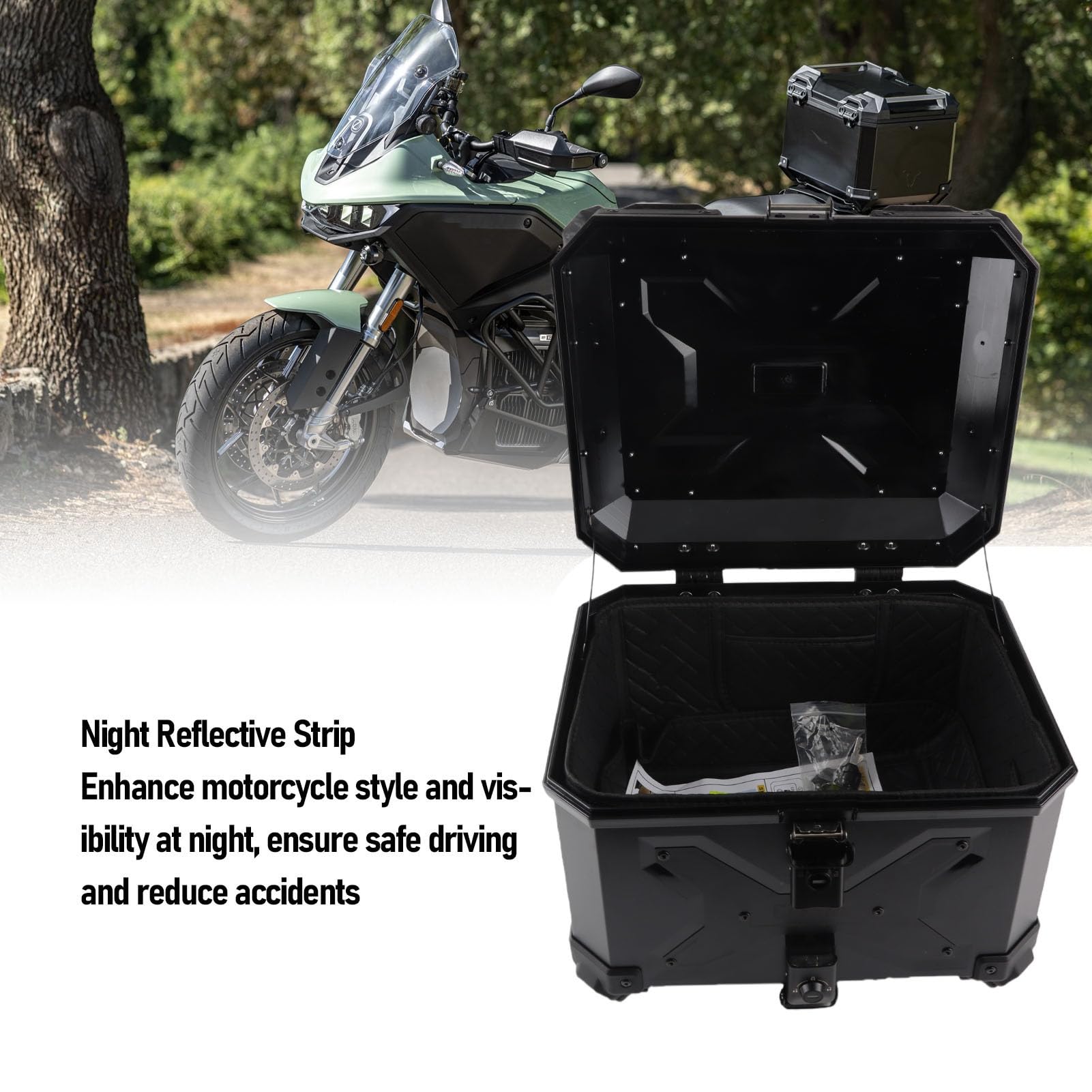 Keenso Bauletto Moto ABS Portapacchi Posteriore 45L Impermeabile per Moto | Custodia posteriore per moto Scatola portaoggetti posteriore per moto in ABS Baule con serratura a sgancio rapido
