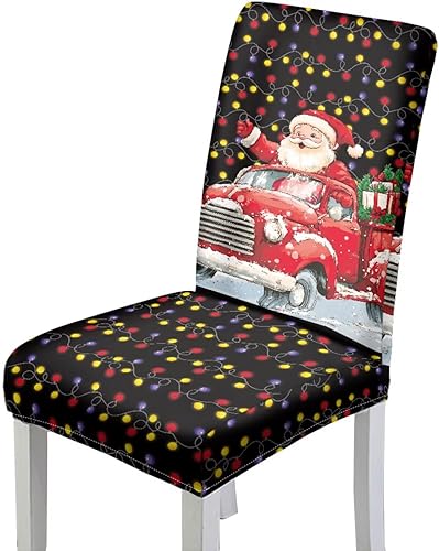 Miniatura 40 de Rnyleeg Juego de 4 fundas de silla de Navidad para sala de estar, sin brazos, copo de nieve, muñeco de nieve, fundas elásticas para sillas de Muñeco