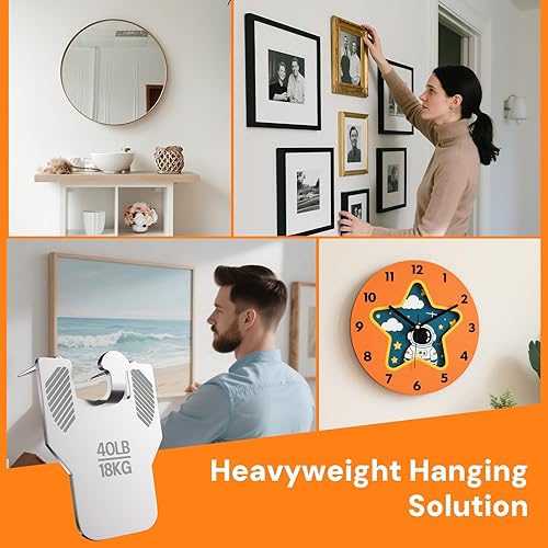 Miniatura 8 de 20 ganchos de pared de yeso resistentes con garra para colgar imágenes, fotos, espejos, pósters, arte, decoración, sin herramientas, sin clavos,