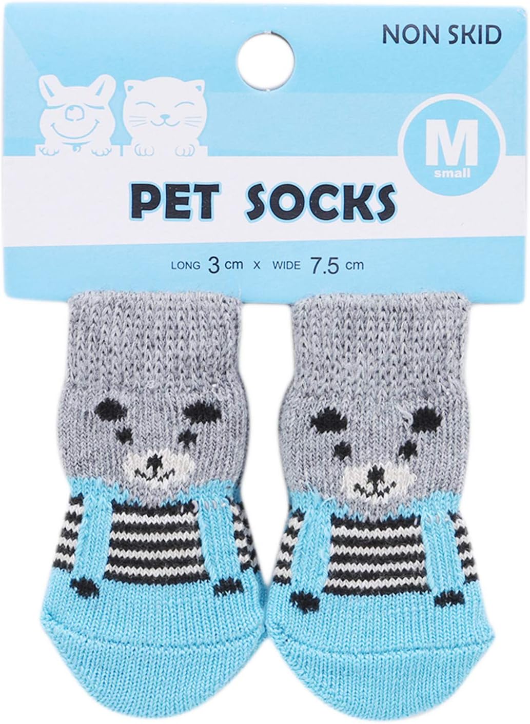 PXSTYLE Anti-Slip Dog Socks Cat Socks Dog Cat Paw Protector For Indoor Wear Fit Extra Small To Extra Large Dogs Cats,Blue Gray M Code