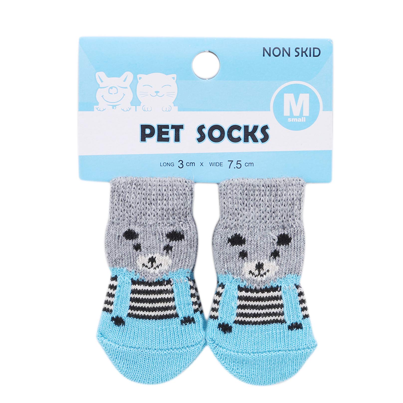 PXSTYLE Anti-Slip Dog Socks Cat Socks Dog Cat Paw Protector For Indoor Wear Fit Extra Small To Extra Large Dogs Cats,Blue Gray M Code