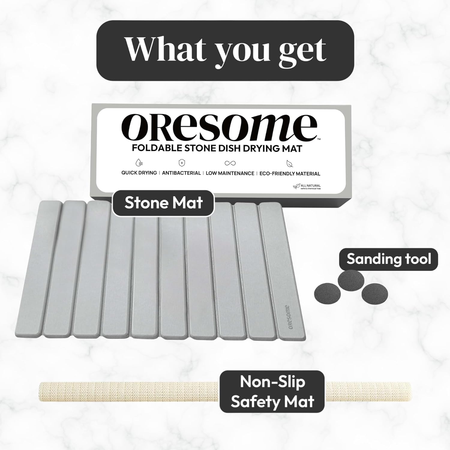 Luxury Foldable Stone Bath Mat, Minimalist Easy to Clean Diatomaceous Earth Mat, Super Absorbent Stone Bath Mats for Bathroom and Shower, Water-Absorbing Tapete de Piedra para Baño (1 Pack)