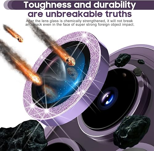 Miniatura 20 de Suoman Protector de lente de cámara para iPhone 14 Pro Max / 14 Pro, [Diamantes Bling] vidrio templado 9H, cubierta protectora de metal de cobertura