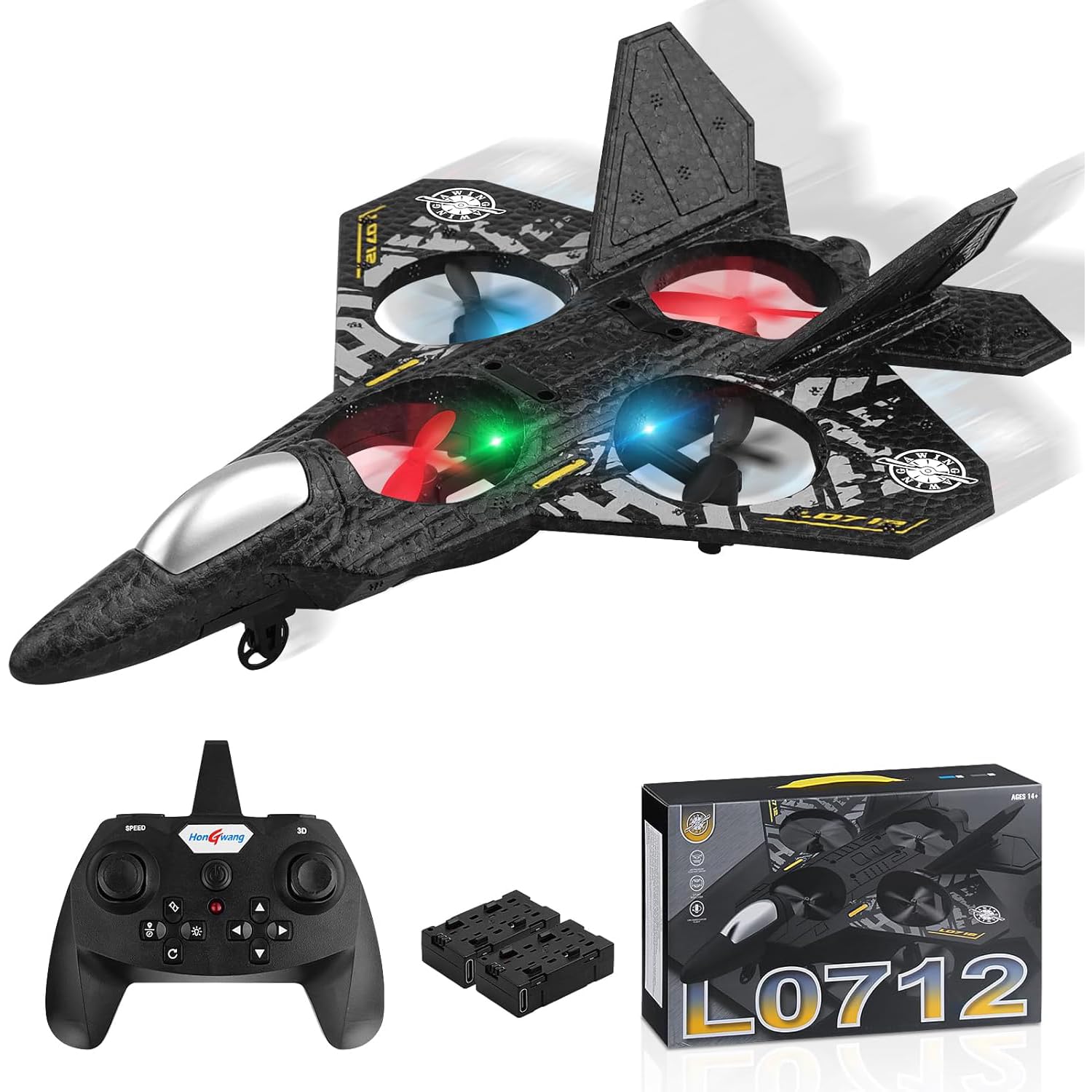 RC Plane 2.4GHz Remote Control Airplane L0712 Drone Quadcopter Hovering With Auto Hovering Fighter Aircraft RC Airplane RTF For Beginner, Kids And Adults, 3D Flip Airplane Toy RC Fighter Airplane