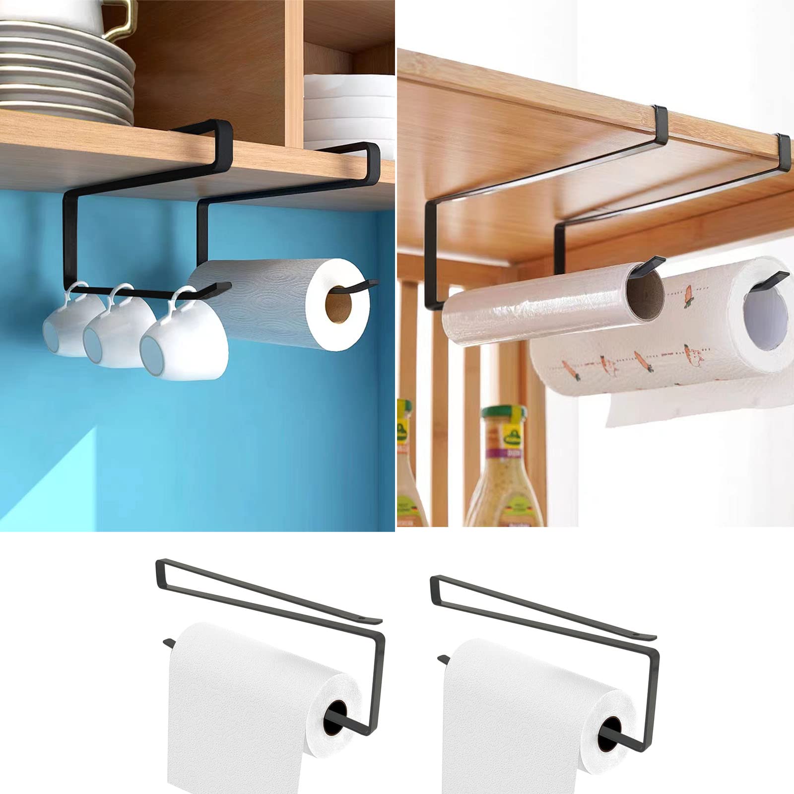 Glückstoff® Portarotolo da cucina in bambù senza forature [in legno FSC