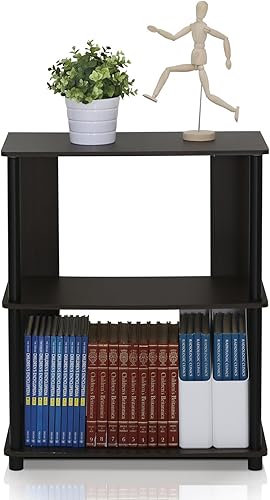 Miniatura 4 de Furinno JAYA - Estantería de 3 niveles de diseño simple, estantería de exhibición, tubos de plástico, nogal