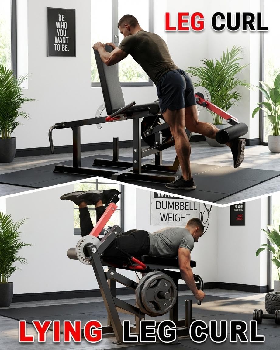 Leg Extension and Curl Machine, 700LBS Adjustable Seated Leg Extension & Lying Leg Curl Machine for Home Gym, Lower Body Workout Equipment Compatible with 1" & 2" Plates, Thigh & Hamstring Trainer