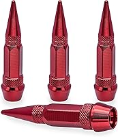 Vista 32 de 4 piezas de tapas de válvula de neumático con estilo púas, cubiertas de válvula de neumático universales de aleación de aluminio a prueba de polvo