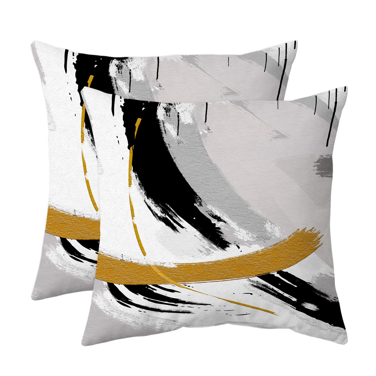 Cushion Covers, 45.7 x 45.7 cm (18x18 Inch), Modern Abstract Art Minimalist Ink Line Decorative Square Throw Pillow Case for Sofa Bed Living Room Set of 2