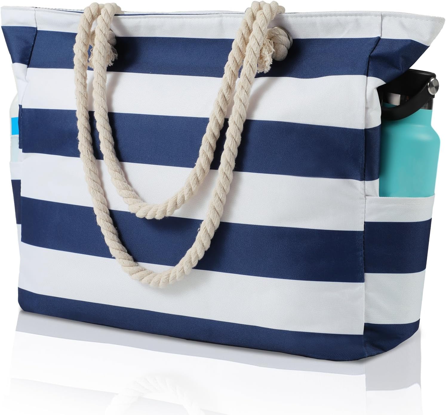 Beach Bag for Women - Large Beach Tote Bag, Waterproof Sandproof Beach Bag with Zipper, Large Swim Pool Beach Tote