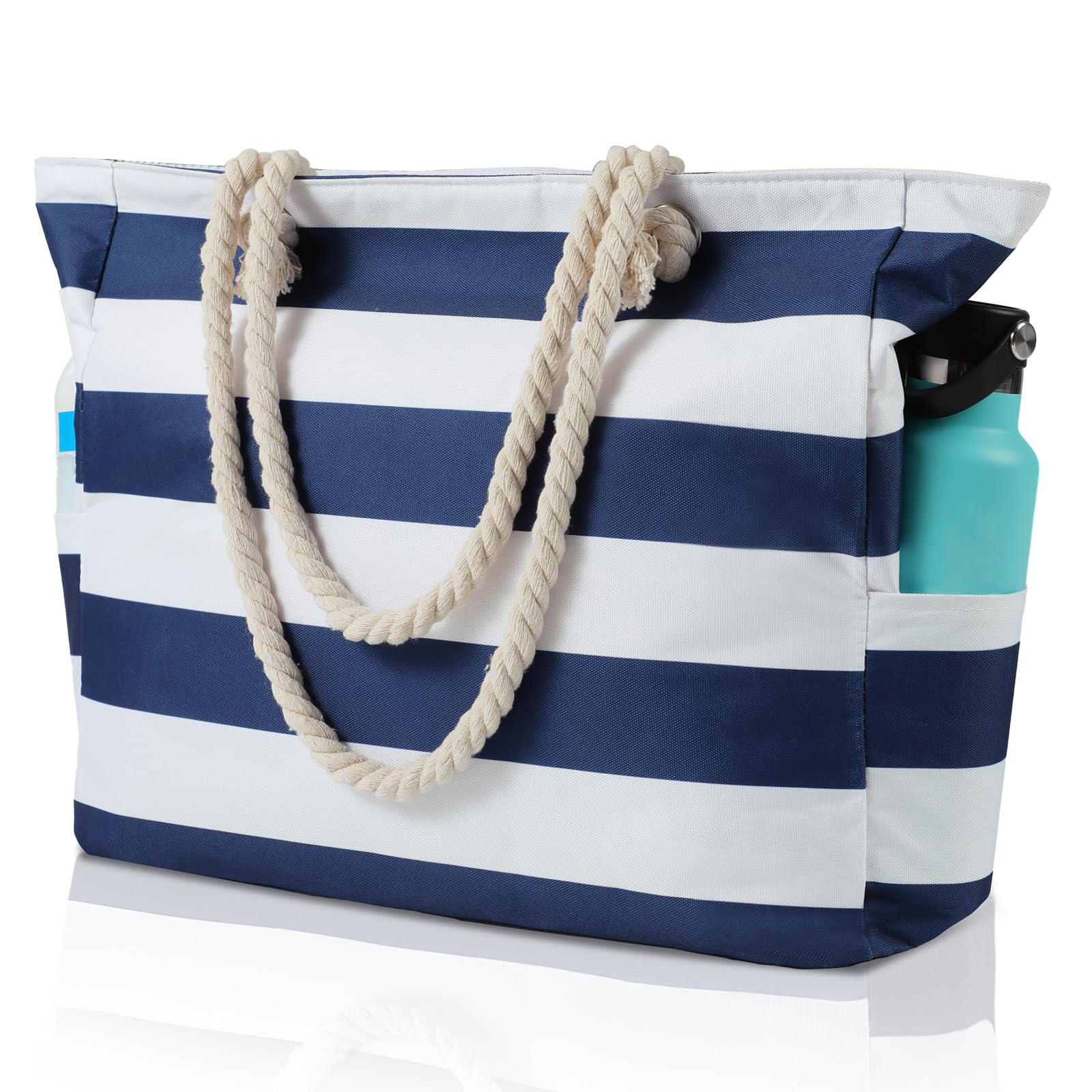 Beach Bag for Women - Large Beach Tote Bag, Waterproof Sandproof Beach Bag with Zipper, Large Swim Pool Beach Tote