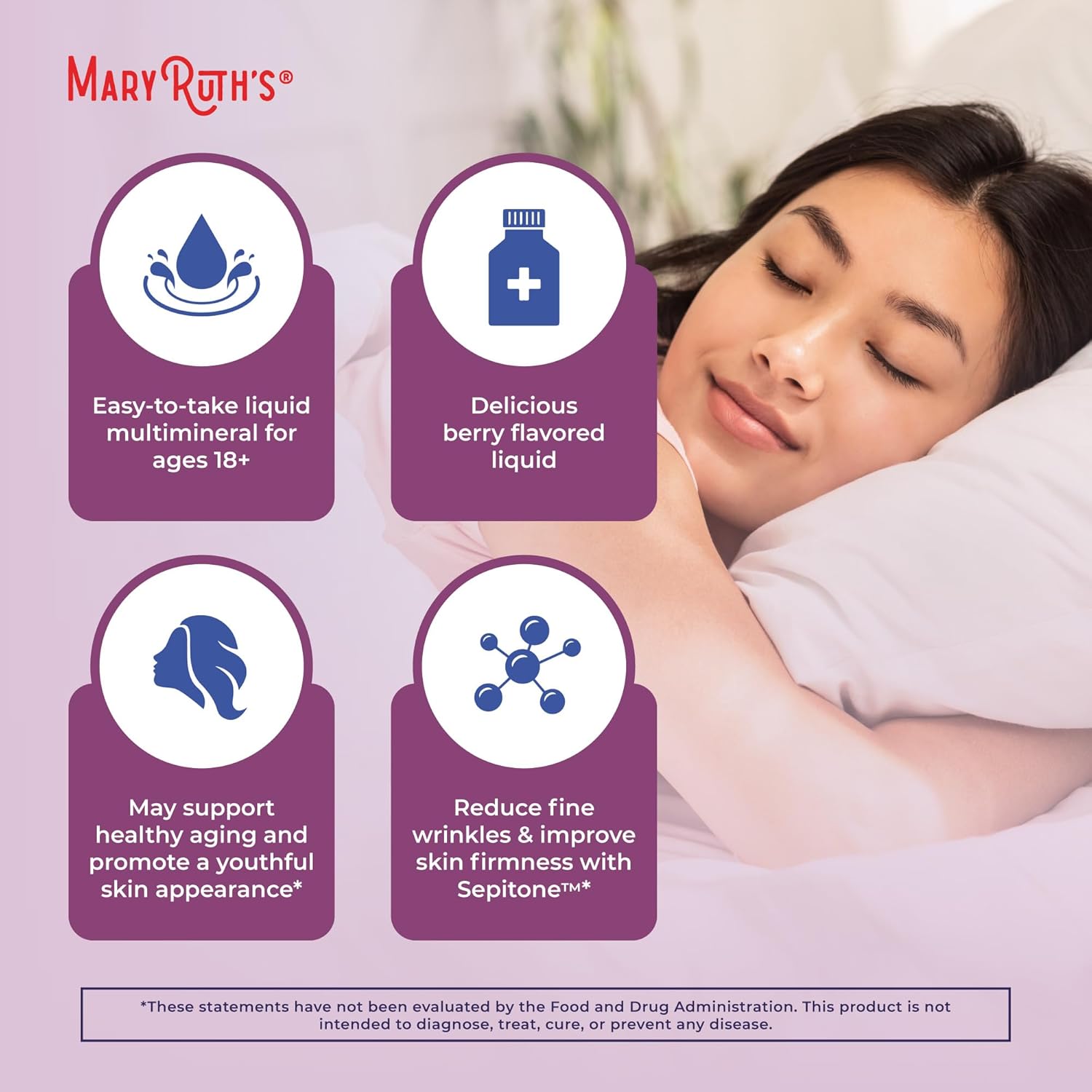 MaryRuth's Liquid Nighttime Liquid Multimineral + Skin Renew | Clinically Shown in Women to Reduce Fine Wrinkle & Improve Skin Firmness | Sepitone | NO Melatonin | Magnesium | Vegan | 15 Servings - Image 6