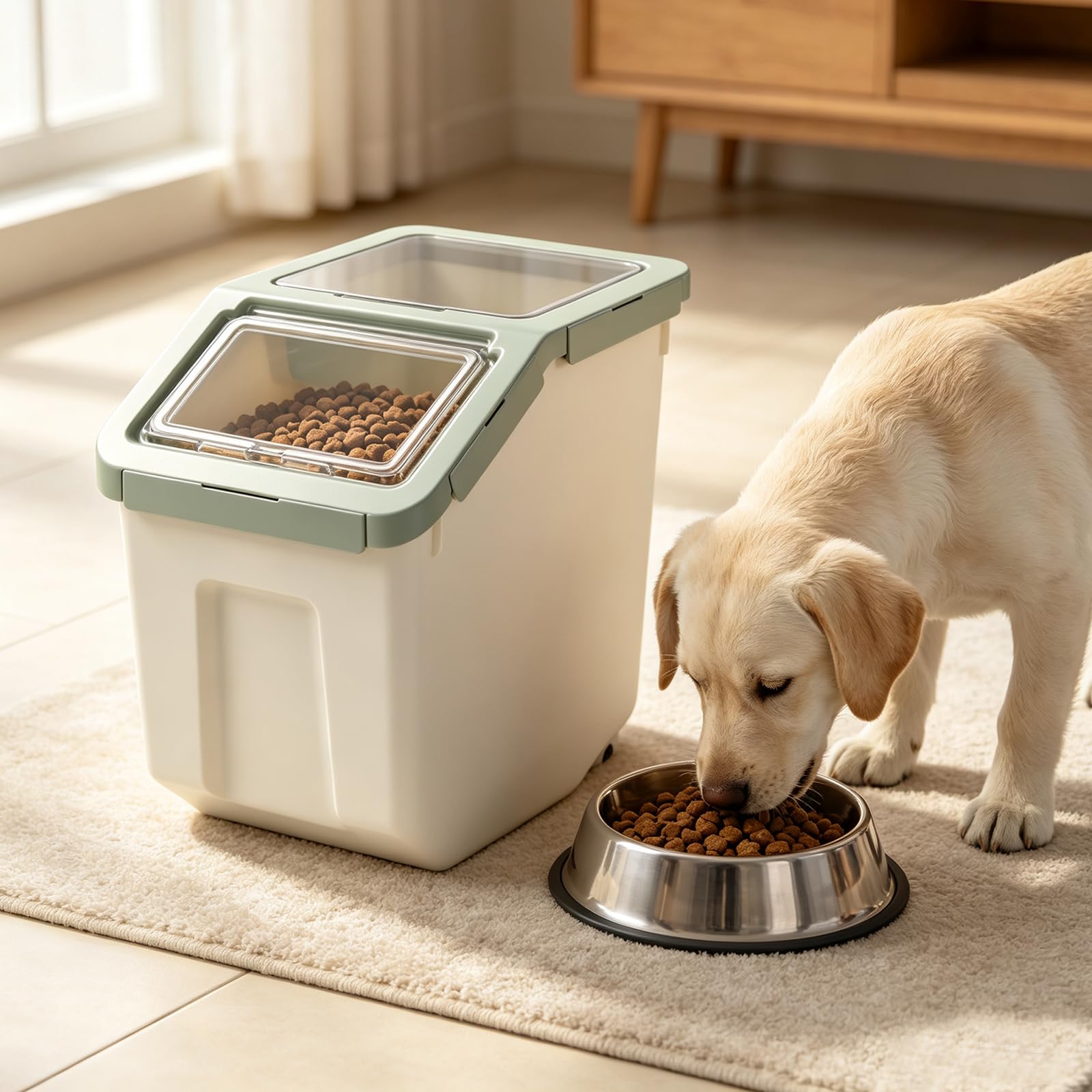 8 kg luftdichter Aufbewahrungsbehälter für Tierfutter mit Deckel (Cyan, groß)
