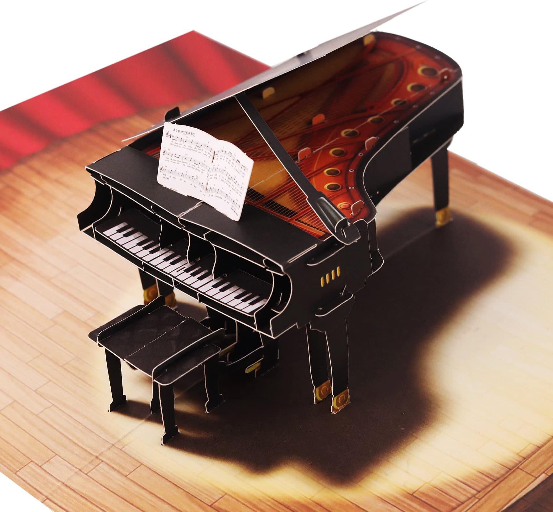 Liif Grand Piano Pop-Up Card, Thank You, 8 in x 6 in, Laser Cut and Hand Assembled, Satisfaction Guarantee