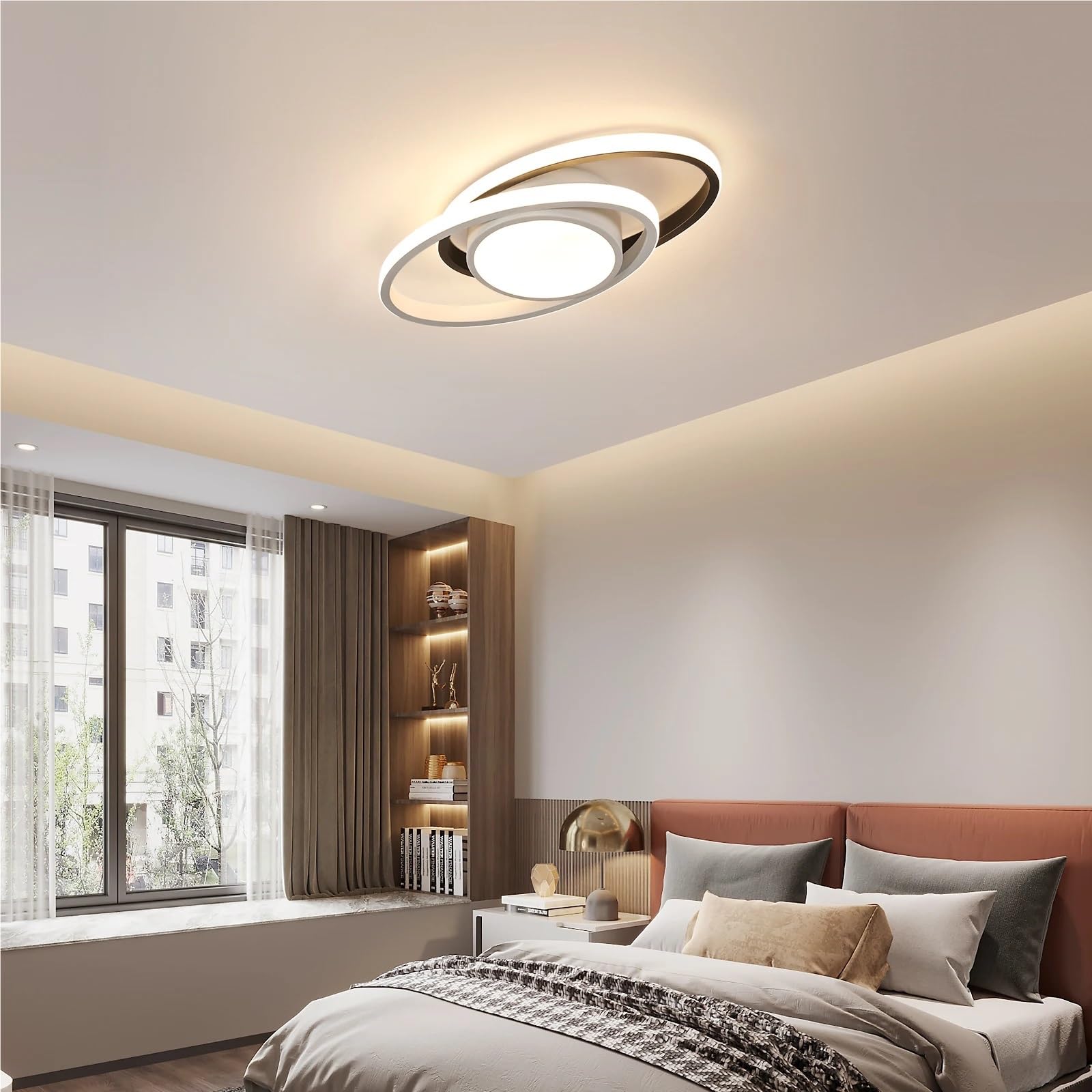 Plafonnier Led,Luminaire Plafonniers Plafonnier LED à intensité variable, lustre blanc avec télécommande for chambre coucher