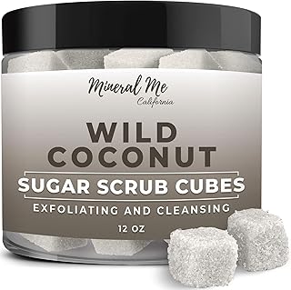 Body Scrub Exfoliator - 12oz COCONUT Sugar scrub cubes w/Mango Butter & Shea butter- Ultra Hydrating & Moisturizing - Natu...