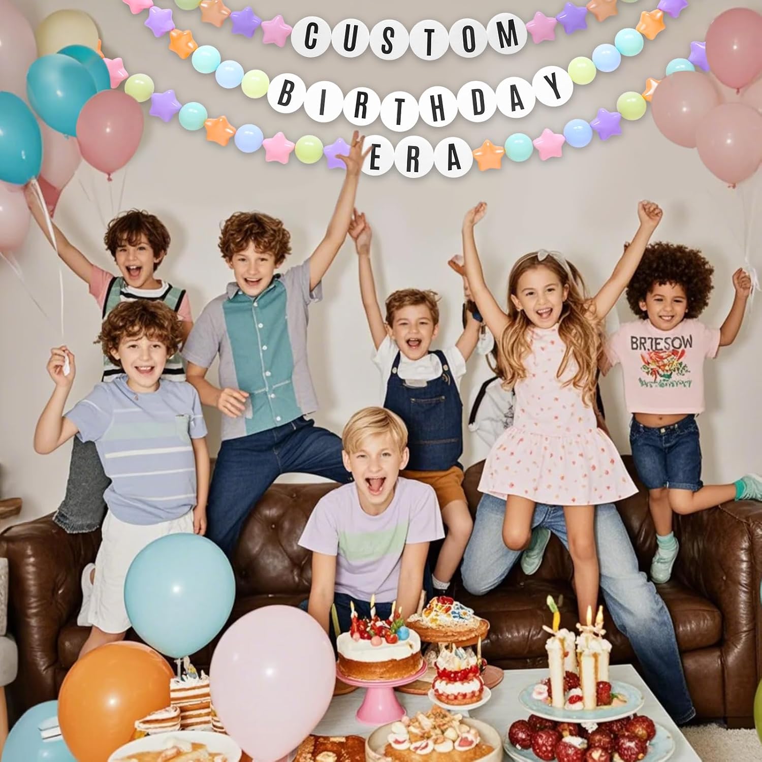 Kpop Theme Party Decorations Christmas Giant Friendship Bracelet Garland Kit Birthday Banner Customizable Banner Garland Decor Foam Circles Ball Plastic Balls DIY Supplies