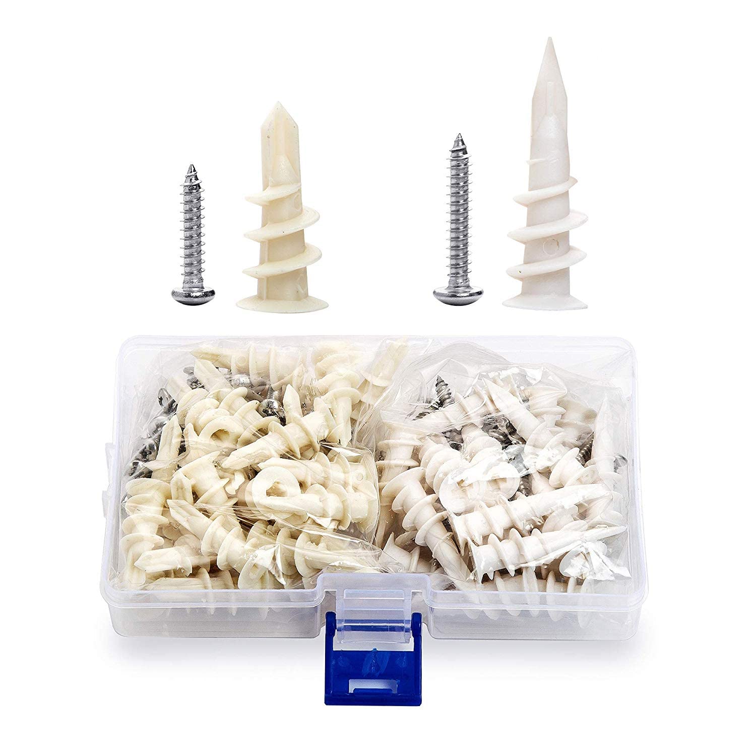 JUIDINTO Drywall Anchors with Screws Assortment Kit, Plastic Wall