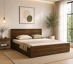 Ganpati Arts Carper Engineered Wood Queen Size Bed with Box Storage | Wooden Double Bed Cot Palang Furniture for Bedroom Living Room Home and Hotel (Walnut Finish) 1 Year Warranty
